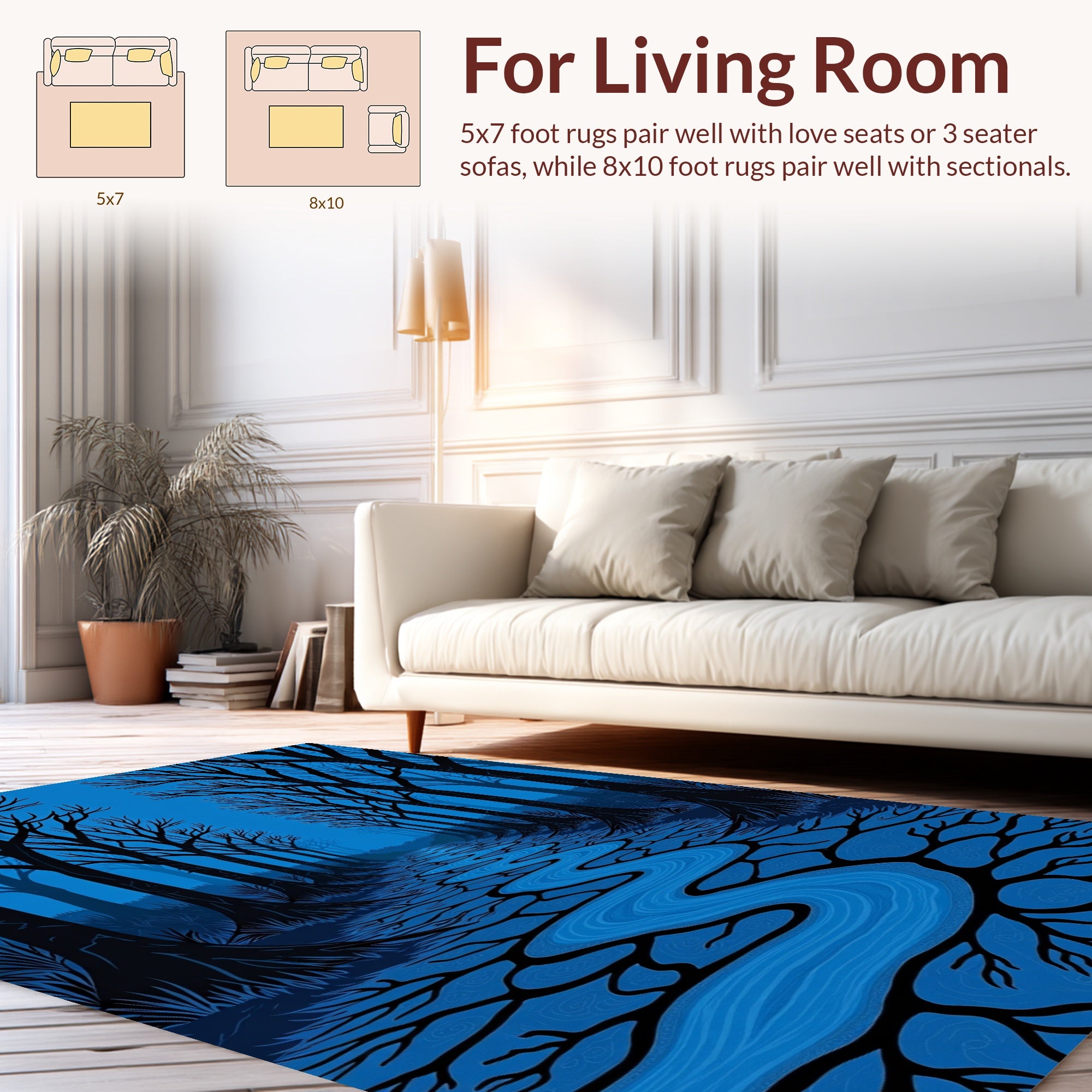 Dark Forest Winding River Path Rug