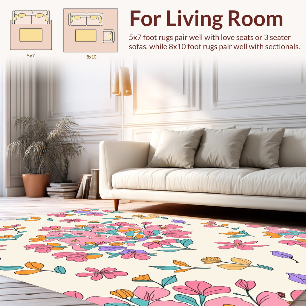 Retro Floral Pattern Rug