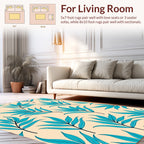 Turquoise Leaf Branch Pattern Rug