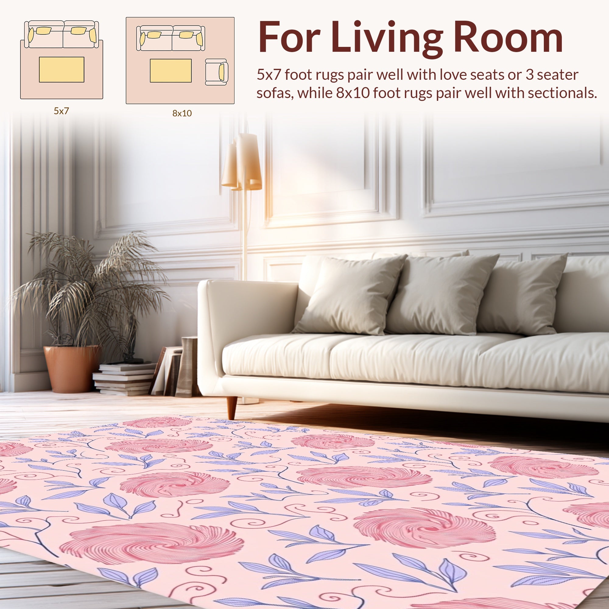 Pastel Floral Swirl Pattern Rug