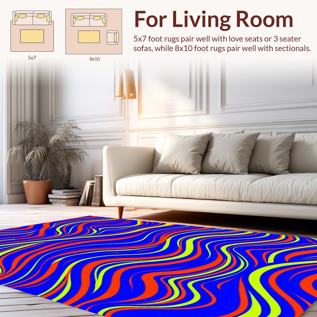 Bright Wavy Stripes Design Rug