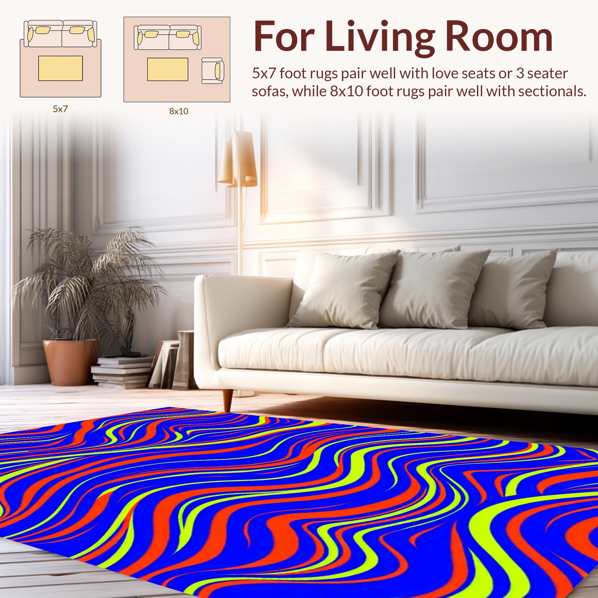 Bright Wavy Stripes Design Rug