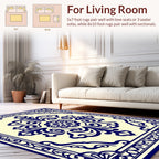 Classic Blue Floral Medallion Pattern Rug