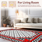 Bold Red Black Graphic Pattern Rug