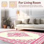 Ornate Floral Scrollwork In Pink Rug
