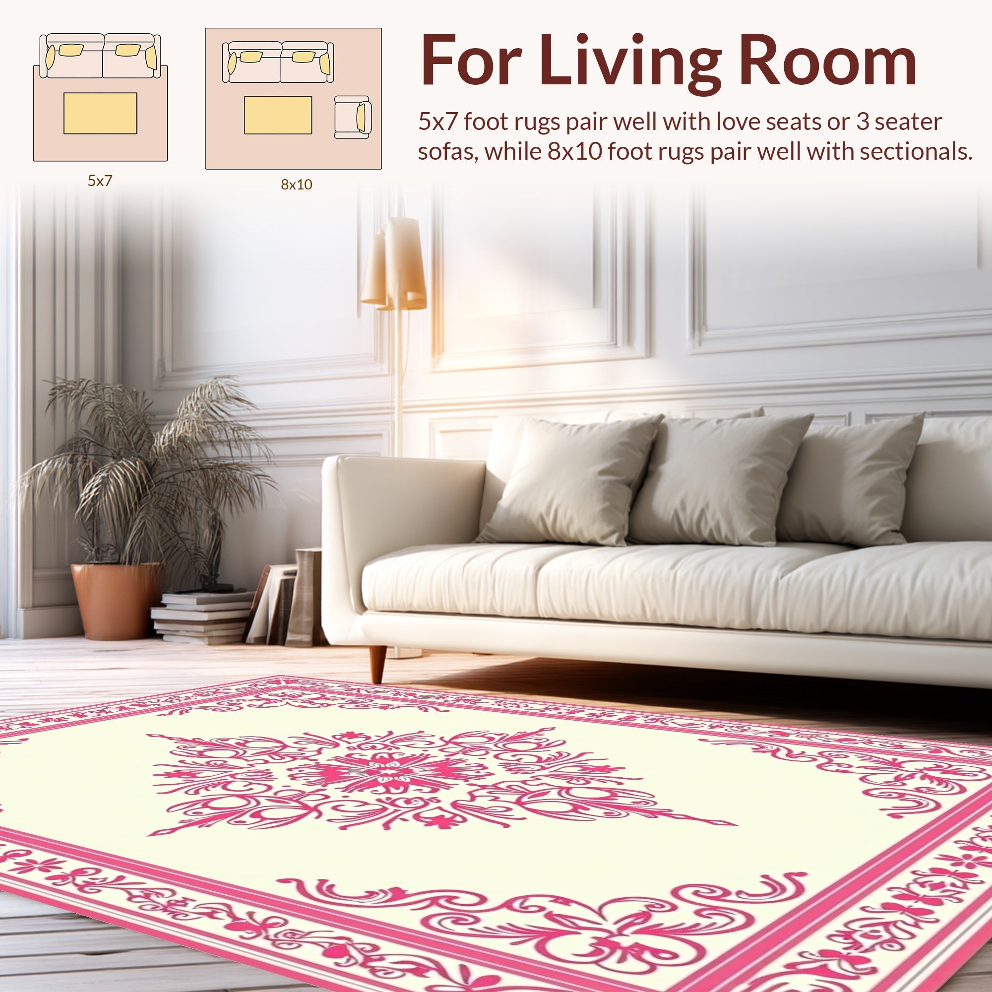 Ornate Floral Scrollwork In Pink Rug