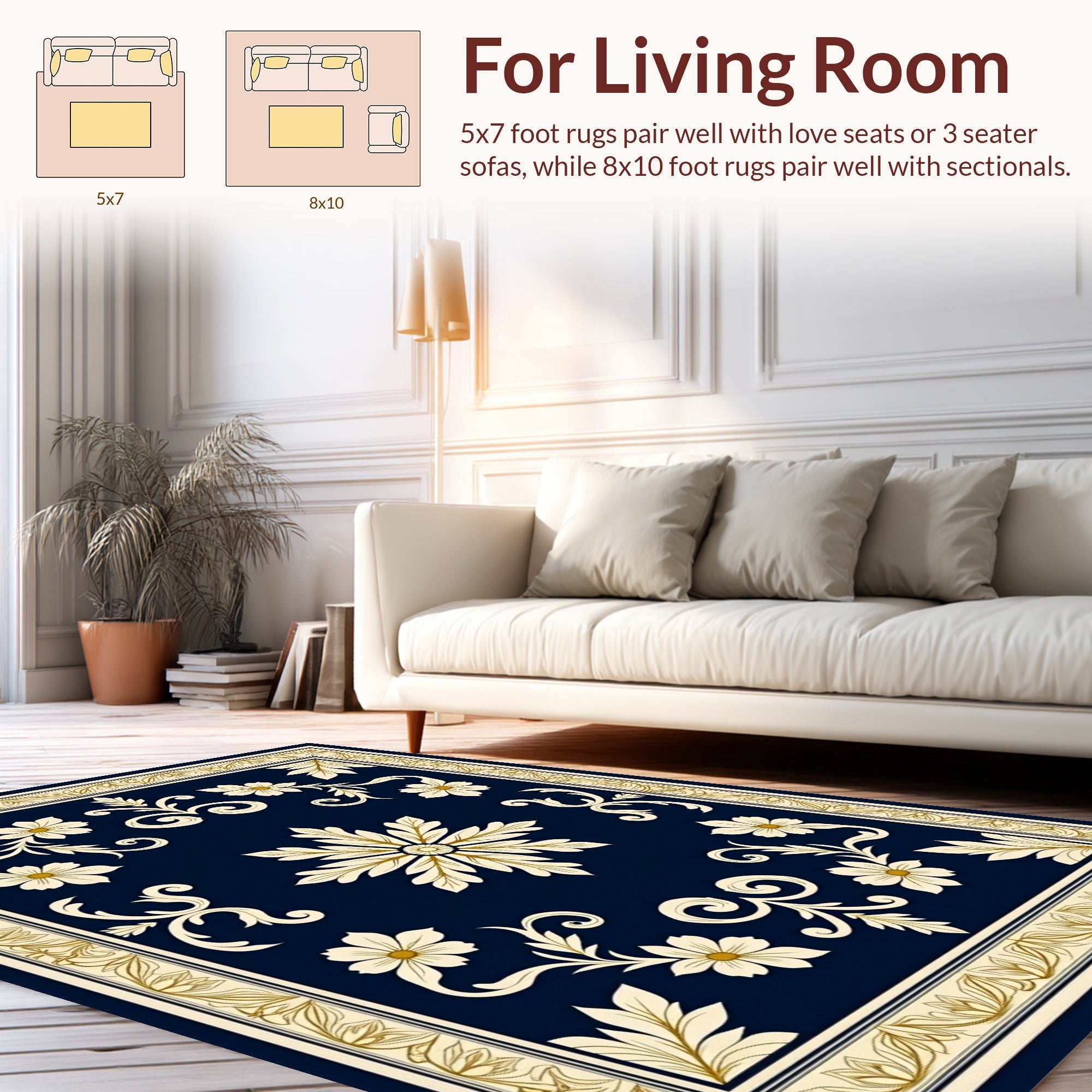 Elegant Floral Scroll Pattern Rug