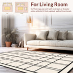 Bold Black Line Grid Pattern Decor Rug