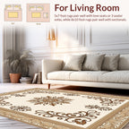 Ornate Floral Scrollwork Cream Rug