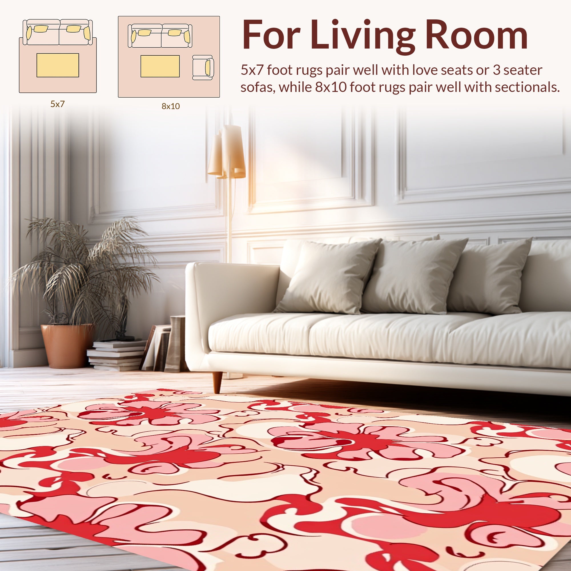 Abstract Floral Swirls Pattern Rug