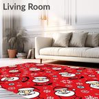 Jolly Santa Claus Snowflakes Red Rug