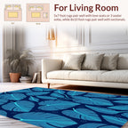 Tropical Leaf Pattern In 2 Shades Blue Rug