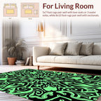 Black Neon Green Mandala Pattern Rug