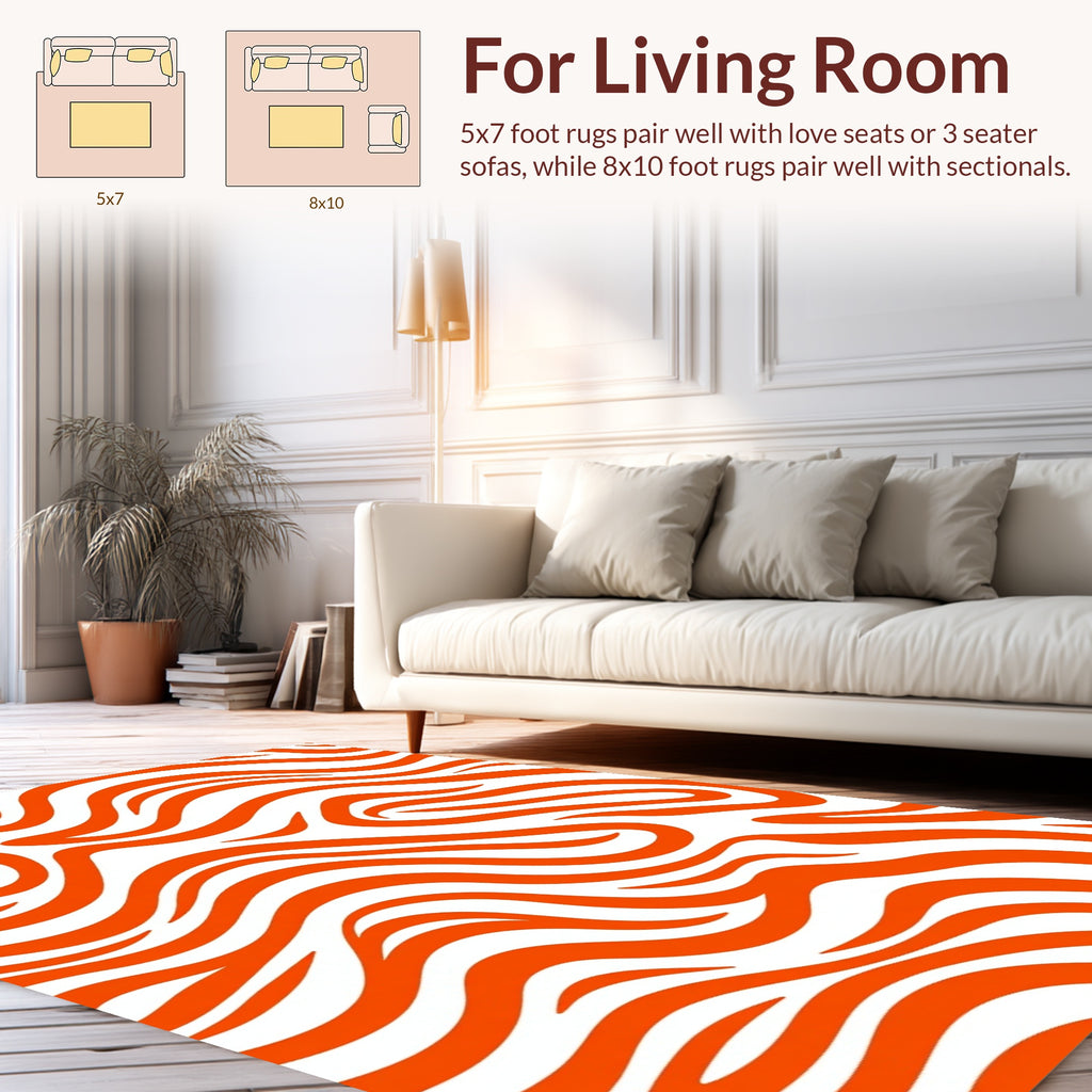 Orange Swirls Abstract Pattern Rug