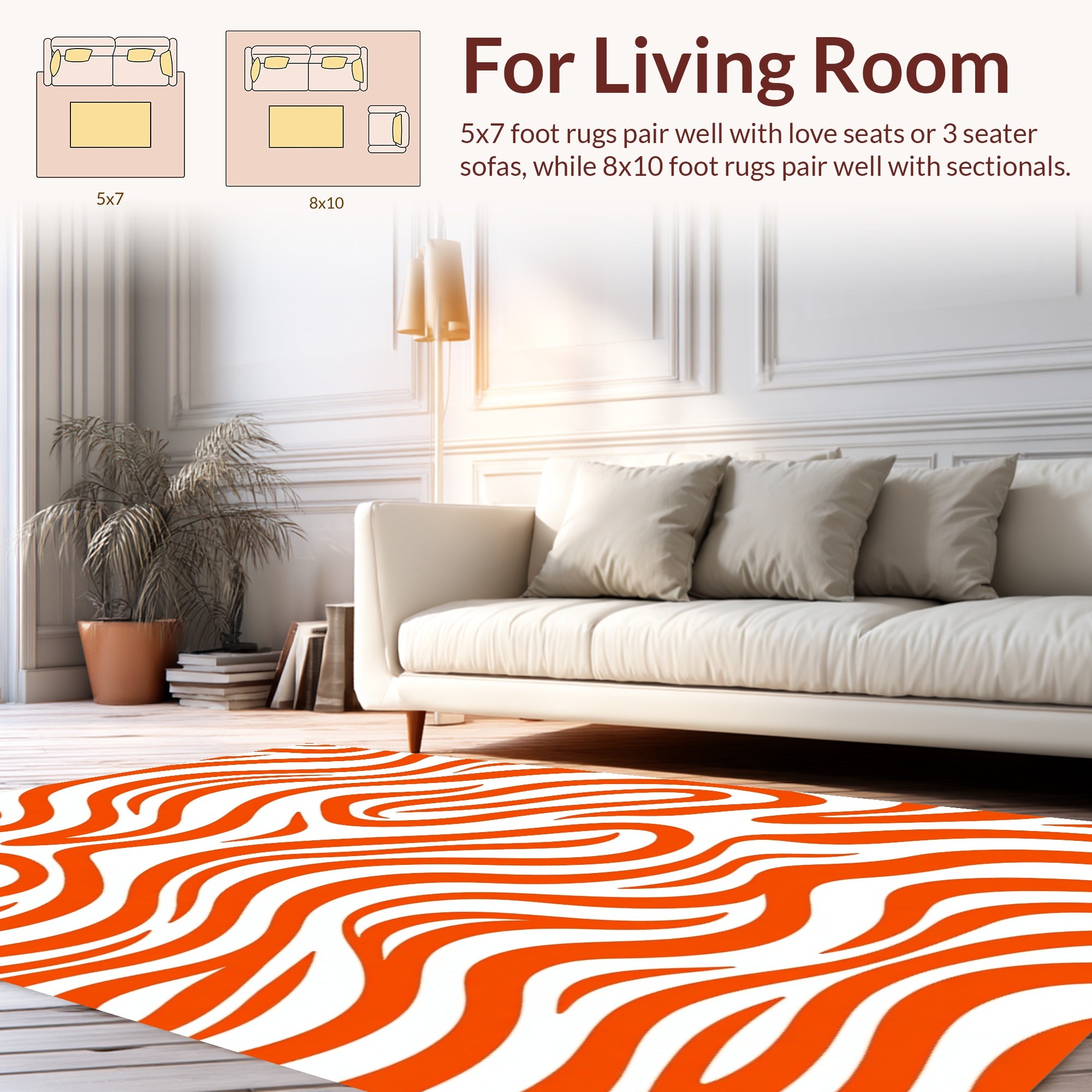 Orange Swirls Abstract Pattern Rug