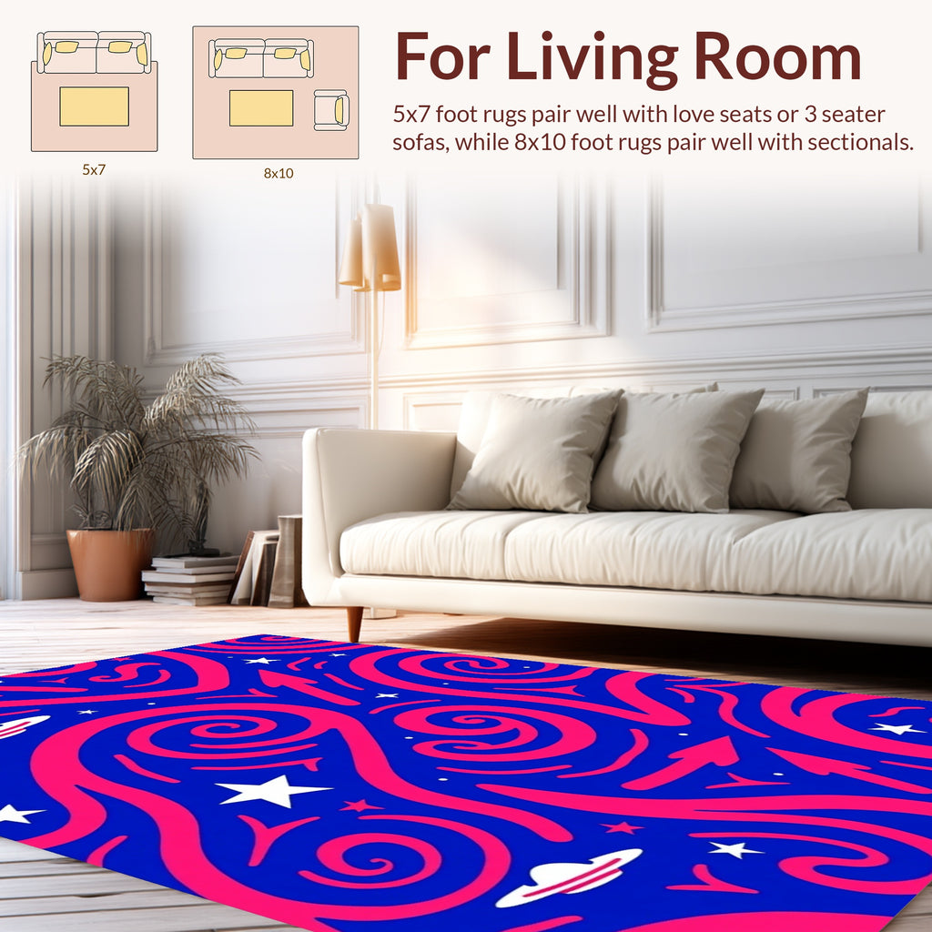 Cosmic Arrows Swirls Stars Pattern Rug
