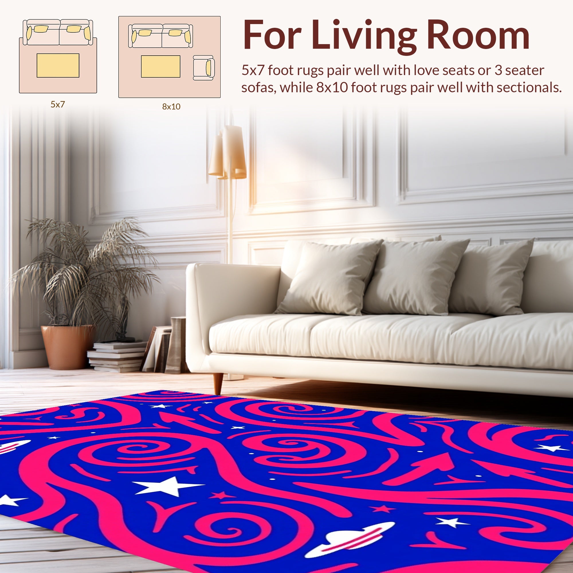 Cosmic Arrows Swirls Stars Pattern Rug