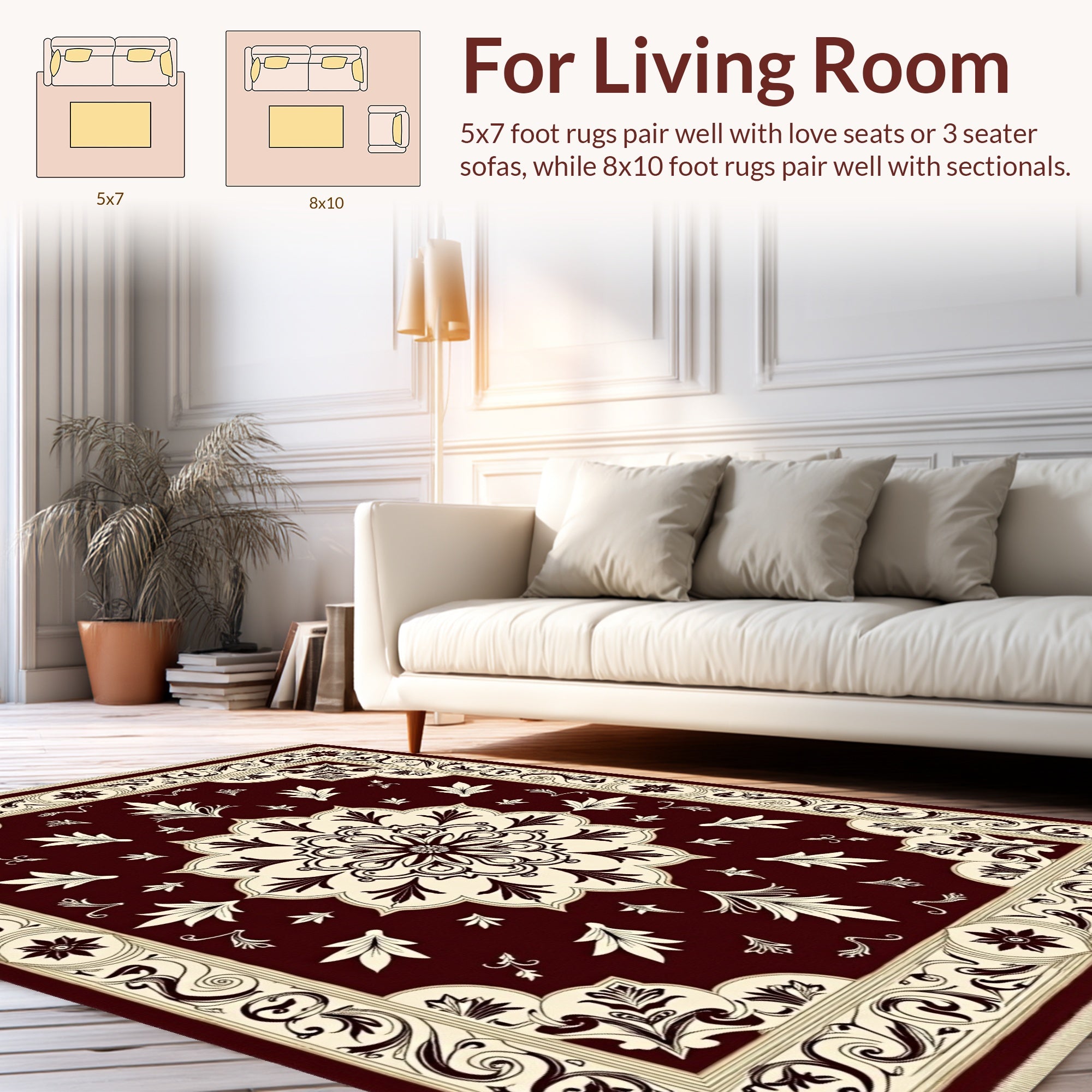 Ornate Floral Medallion Crimson Rug