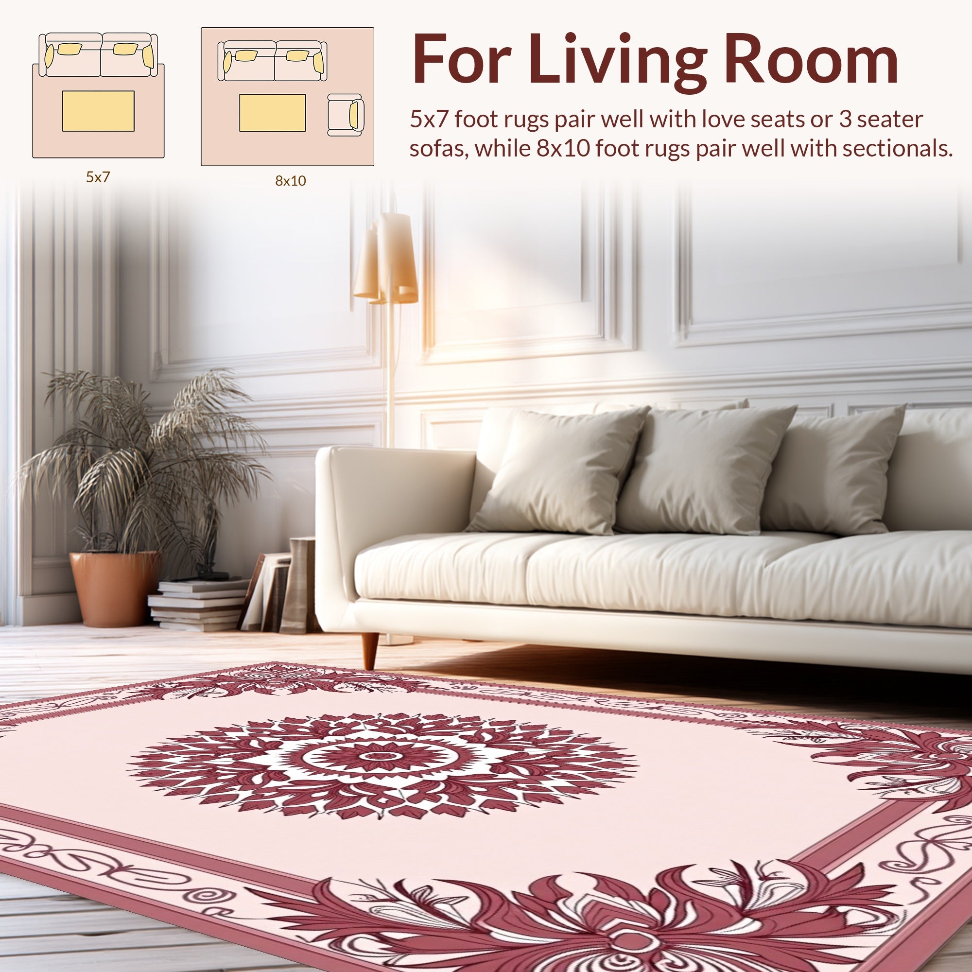 Elegant Scrollwork Floral Mandala Rug