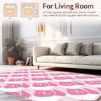 Pink Checkered Abstract Floral Rug