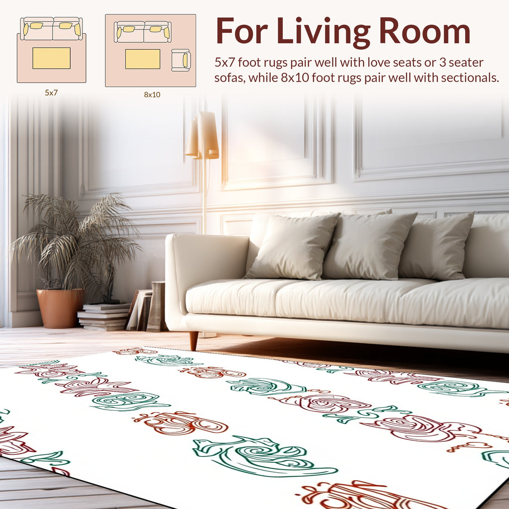 Whimsical Swirl Floral Pattern Design Rug