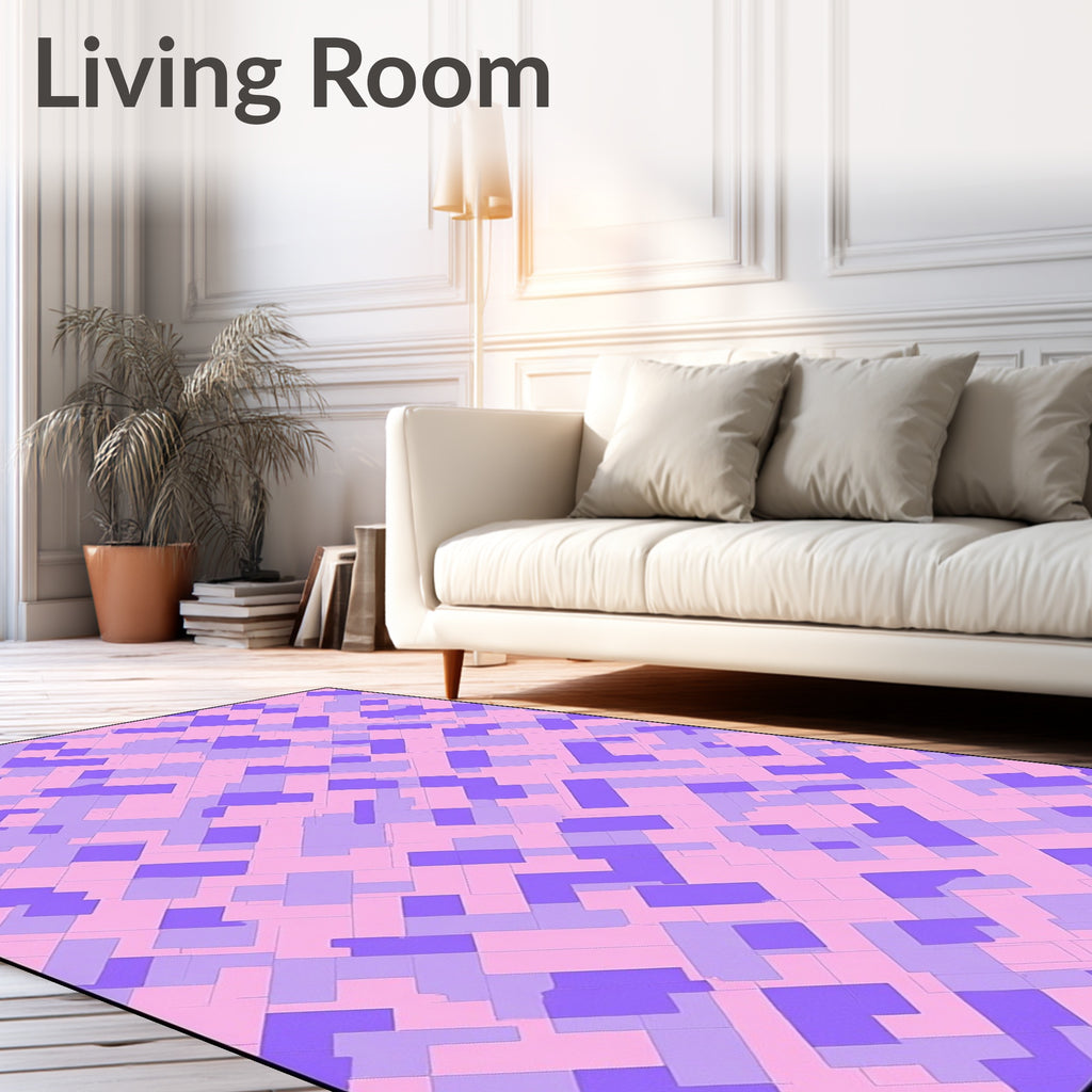 Pastel Pink Purple Geometric Tiling Rug