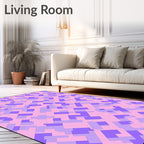 Pastel Pink Purple Geometric Tiling Rug