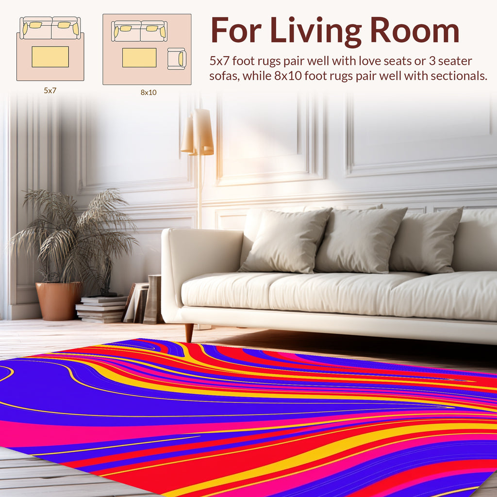 Bold Wavy Color Block Design Rug
