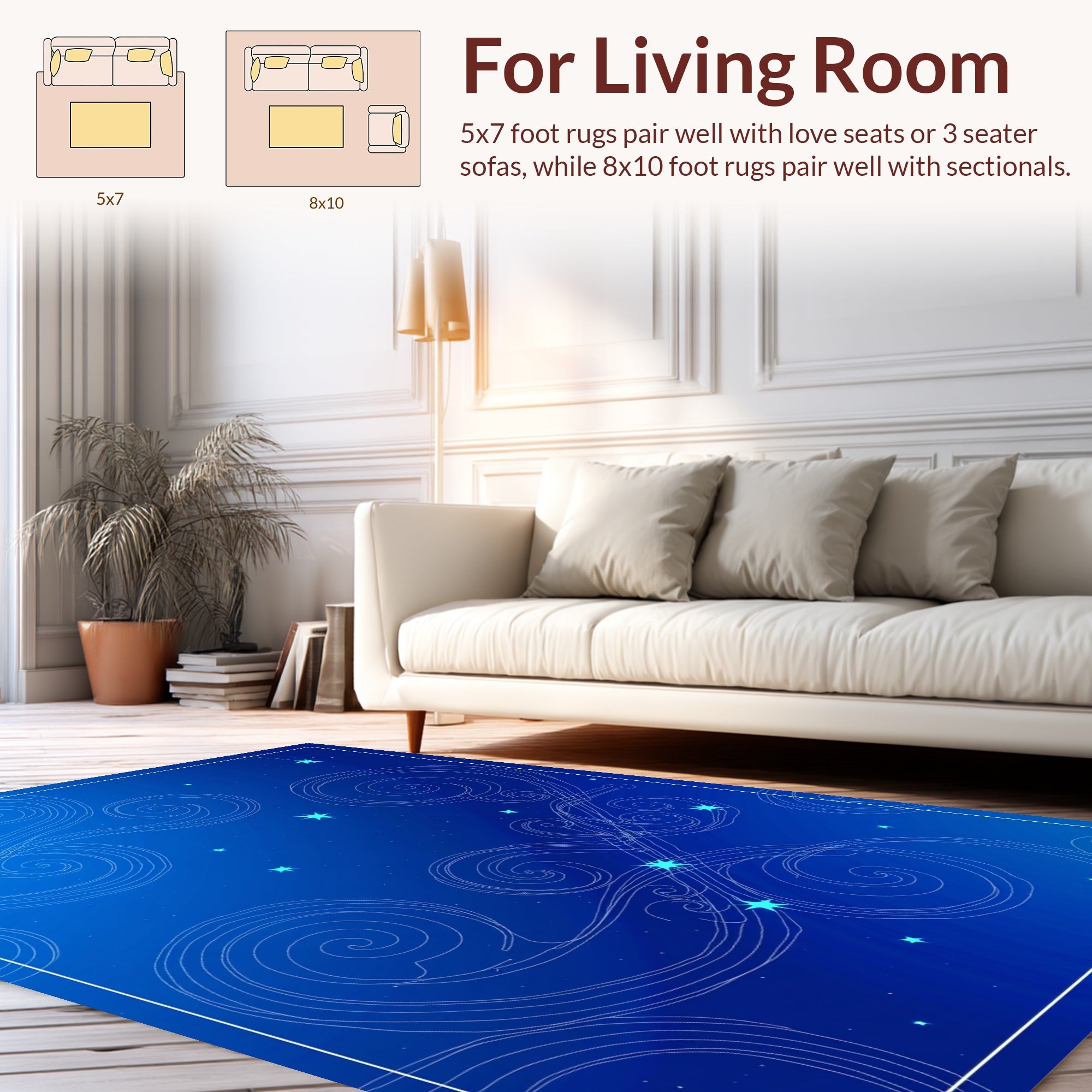 Whimsical Swirl Starry Night Rug