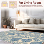 Blue Palm Leaf Pattern Rug