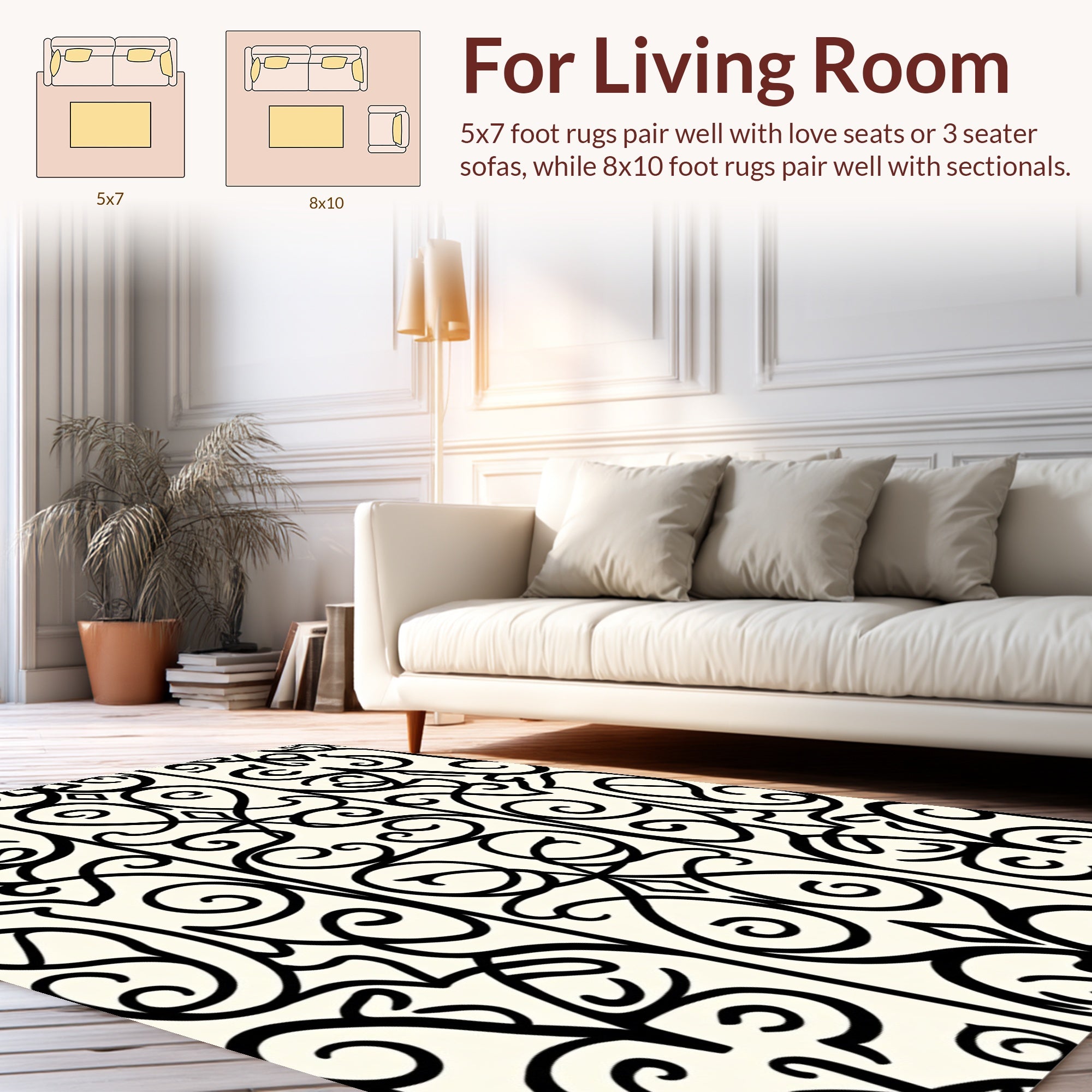 Intricate Scrollwork Classic Pattern Design Rug
