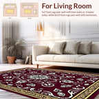 Crimson Floral And Scrollwork Artistry Rug