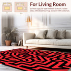 Bold Red Geometric Maze Pattern Rug