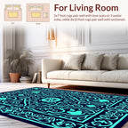 Intricate Floral Geometric Teal Design Rug