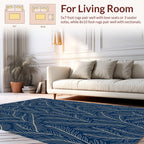 Nautical Navy White Branch Pattern Rug
