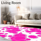 Vibrant Pink Spiky Circles Pattern Rug