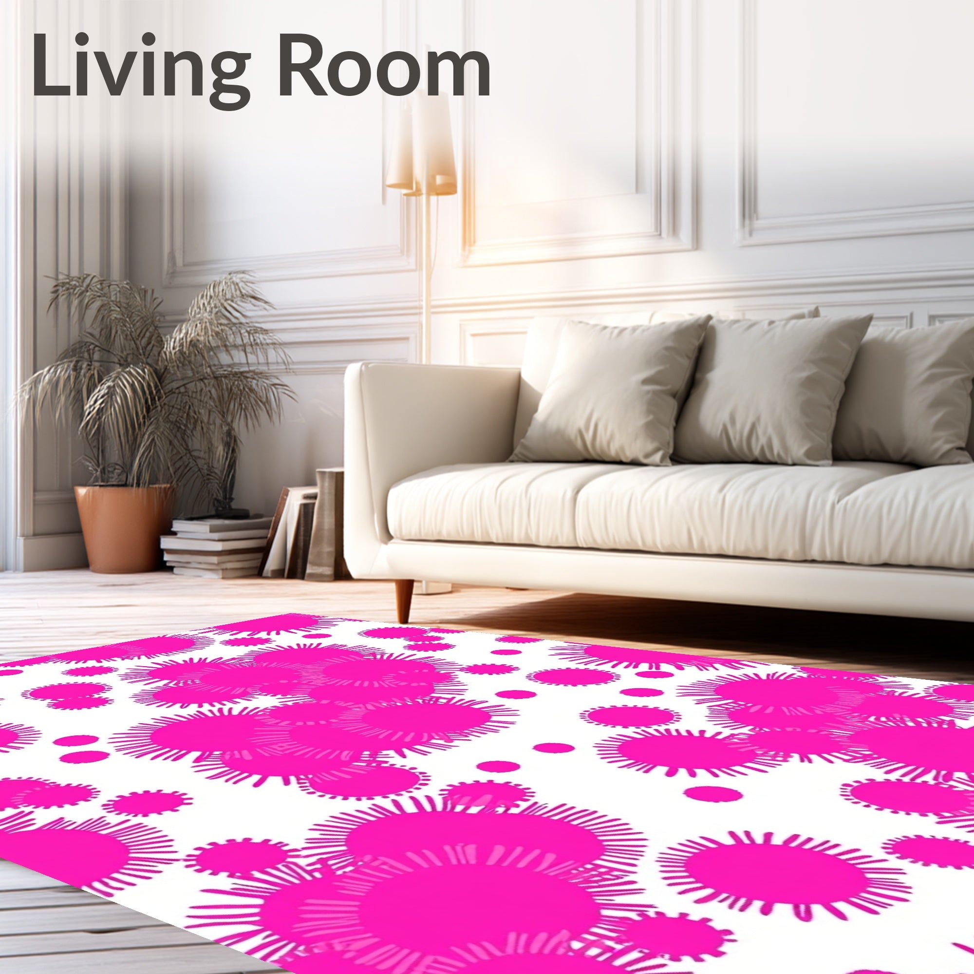 Vibrant Pink Spiky Circles Pattern Rug
