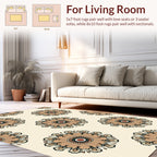 Warm Tone Floral Medallion Pattern Rug