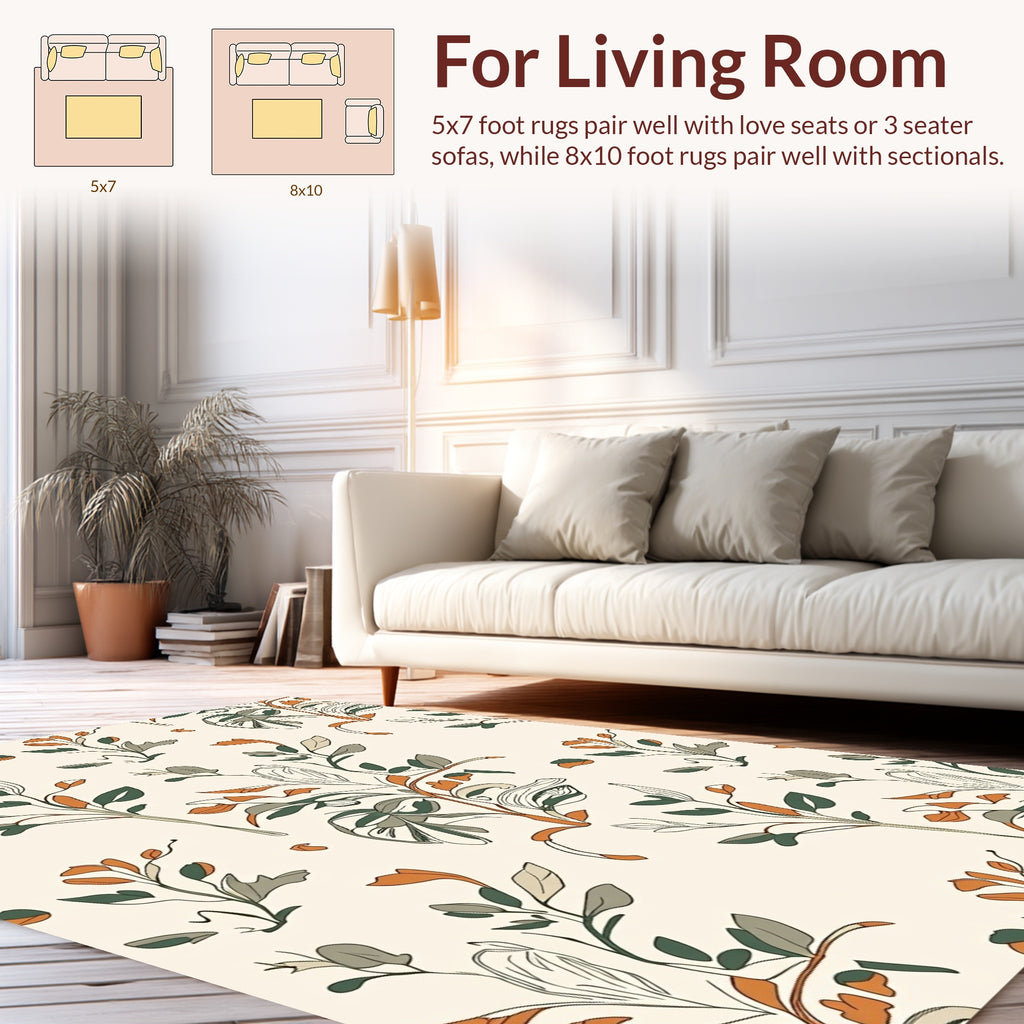Botanical Vines Leaves Pattern Rug