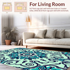 Teal Floral Mandala Pattern Rug