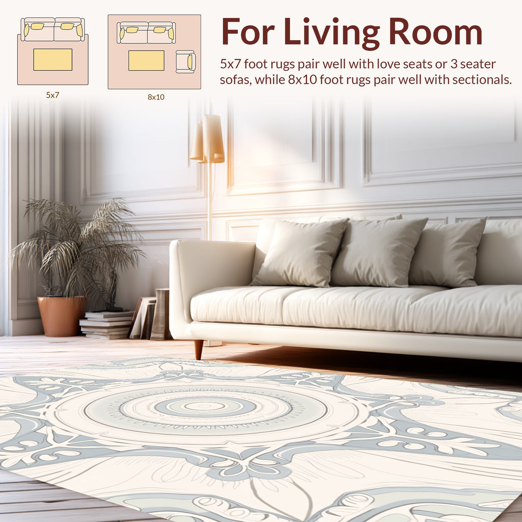Classic Blue Ornamental Mandala Design Rug
