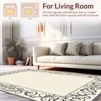 Ornate Black Floral Border Rug