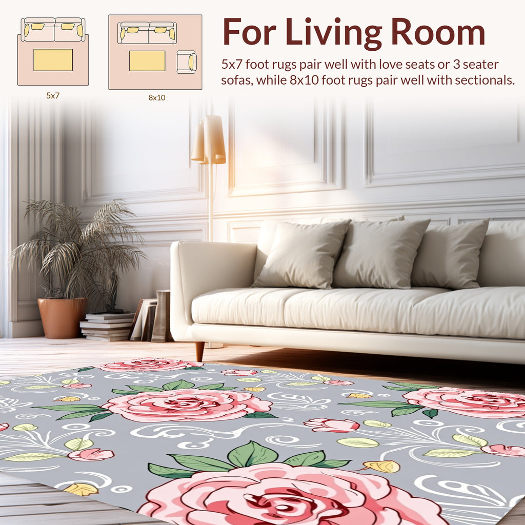 Pink Roses Decorative Pattern Rug