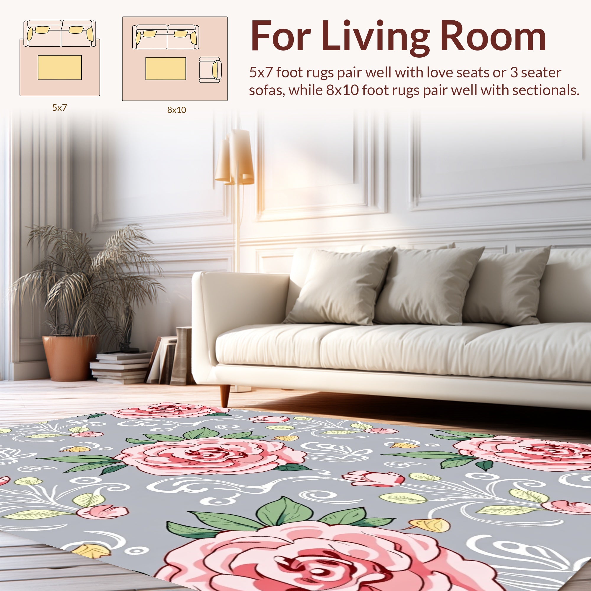 Pink Roses Decorative Pattern Rug