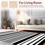 Classic Black and White Stripe Pattern Rug