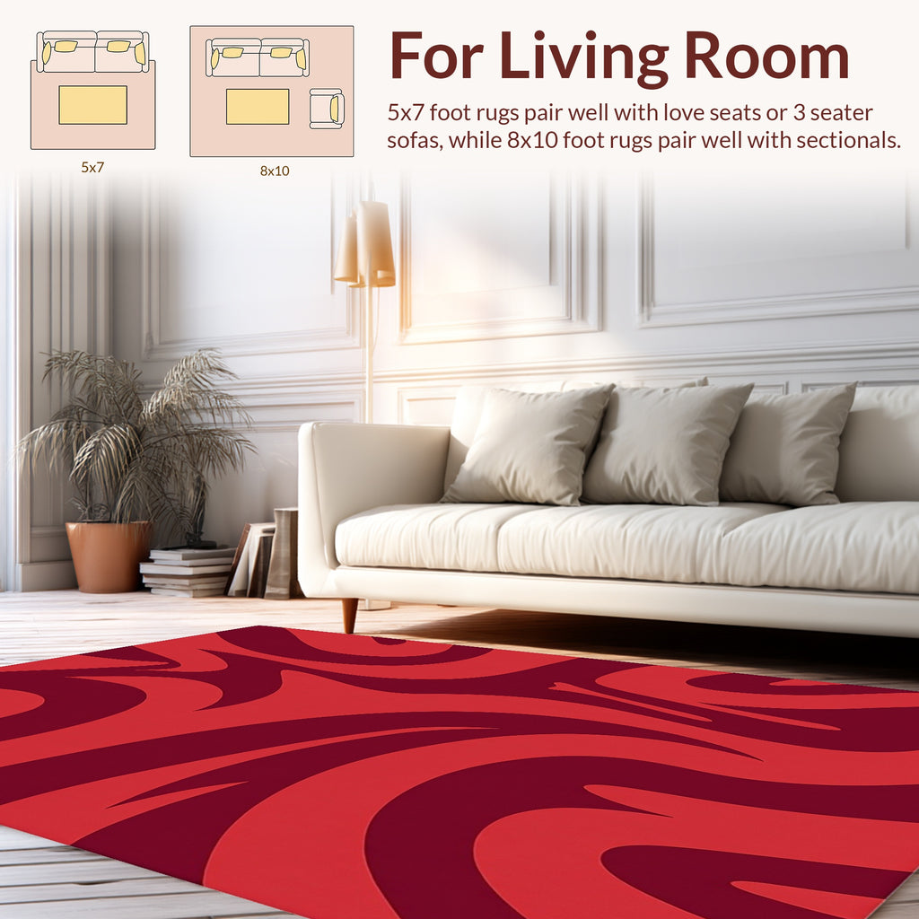 Bold Red Swirl Pattern Rug