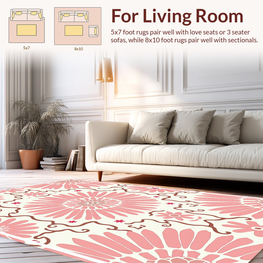 Retro Floral Burst Pattern Design Rug