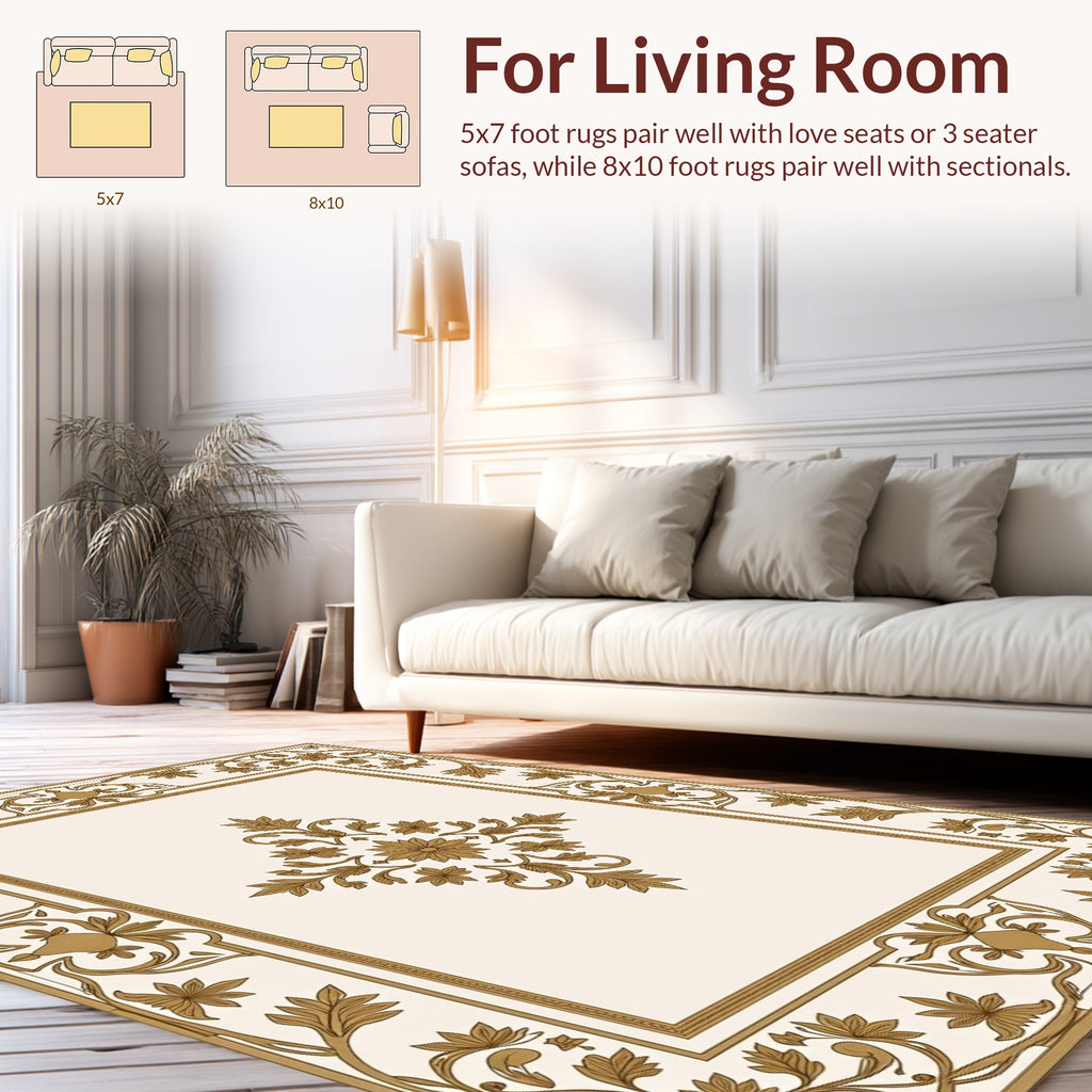 Ornate Floral Classic Border Rug
