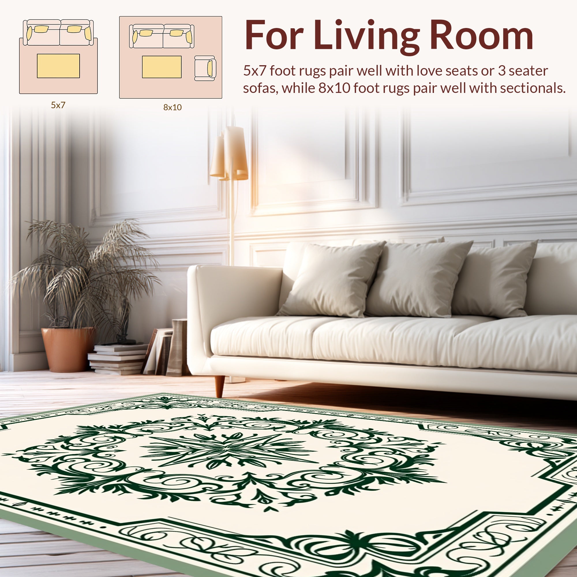 Ornate Floral Medallion Pattern Rug
