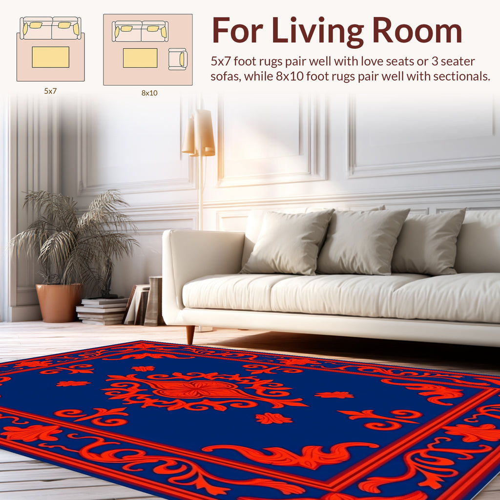 Classic Ornate Scarlet Floral Pattern Rug